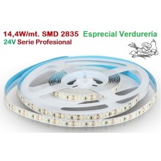 Tira LED Flexible 24V 14W/mt 120 Led/mt SMD 2835 IP20 Especial Frutería, Serie Profesional, venta por metros